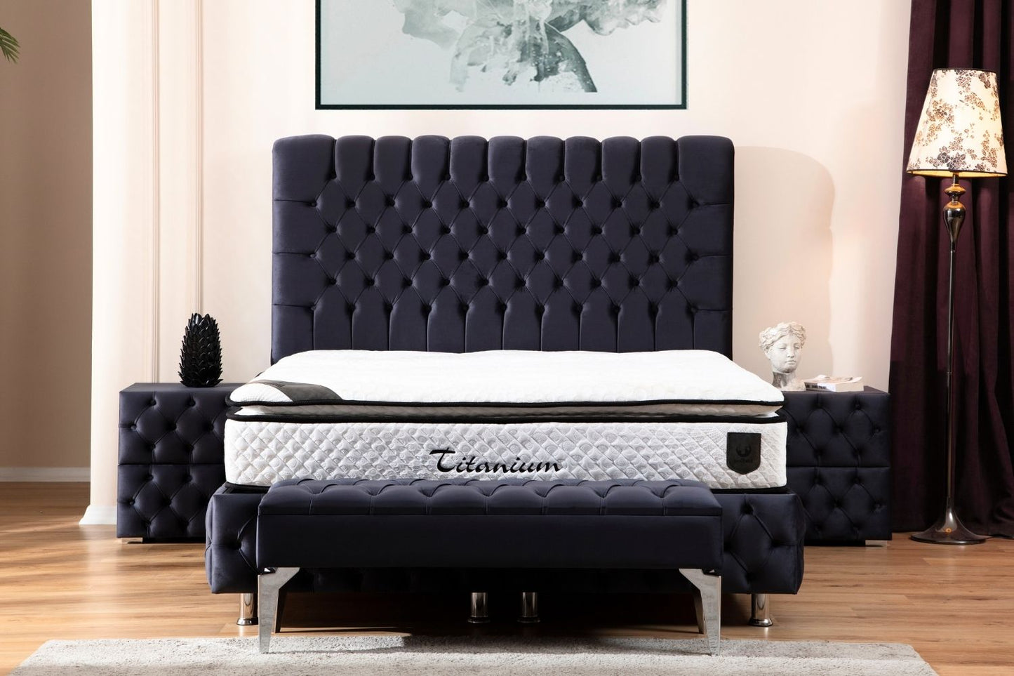 Storage bed - Luna - Tufted velvet