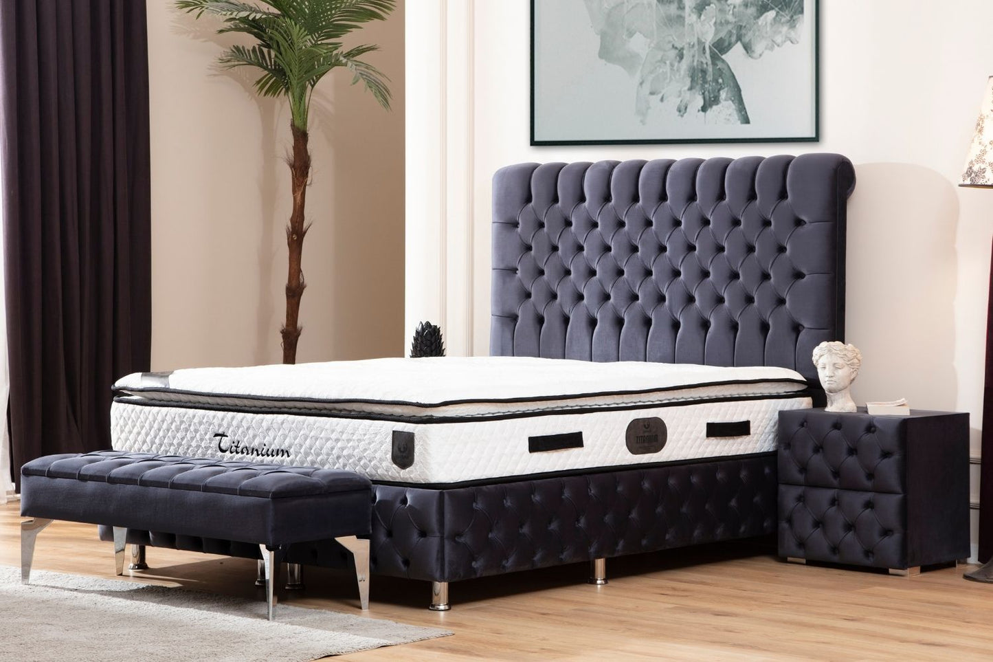 Storage bed - Luna - Tufted velvet