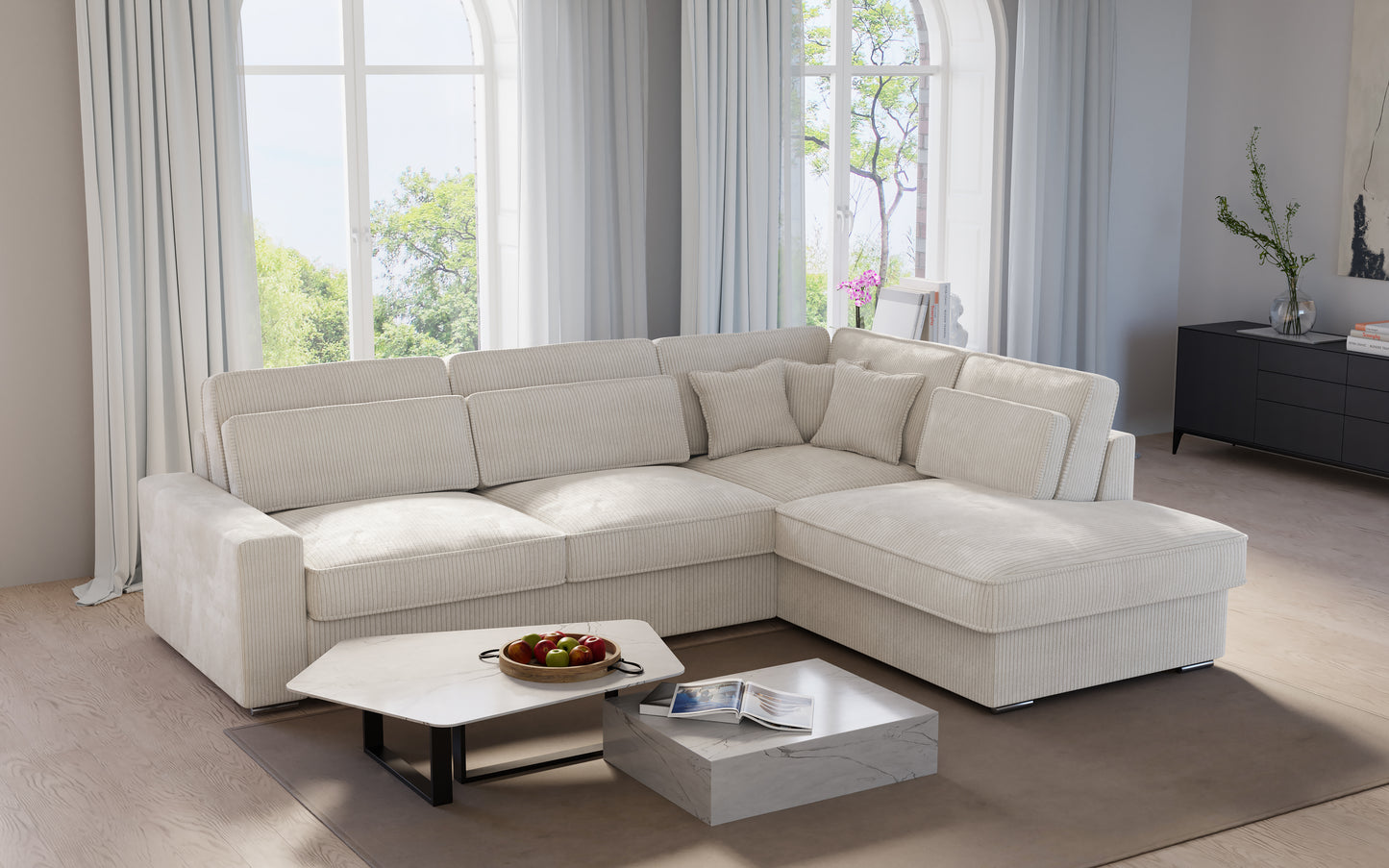 Corner Sofa - Lexus - Off-White Ribbed