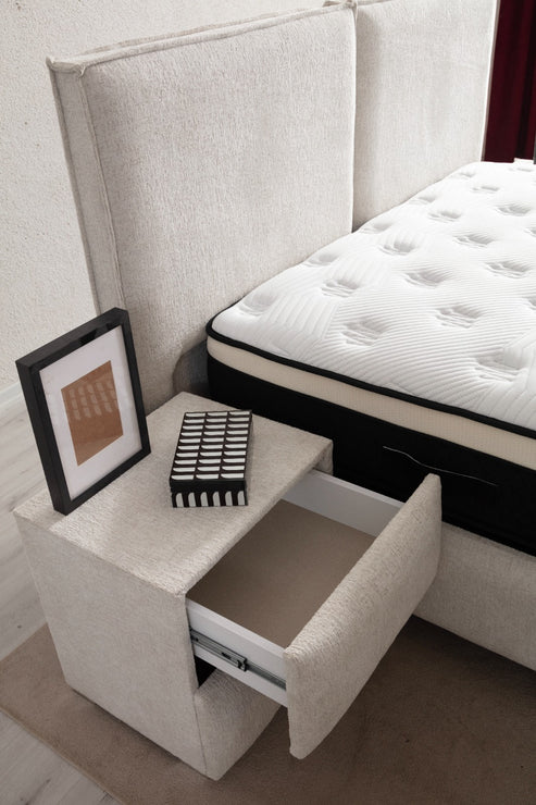 Storage Bed - Maya - Off-White Chenille